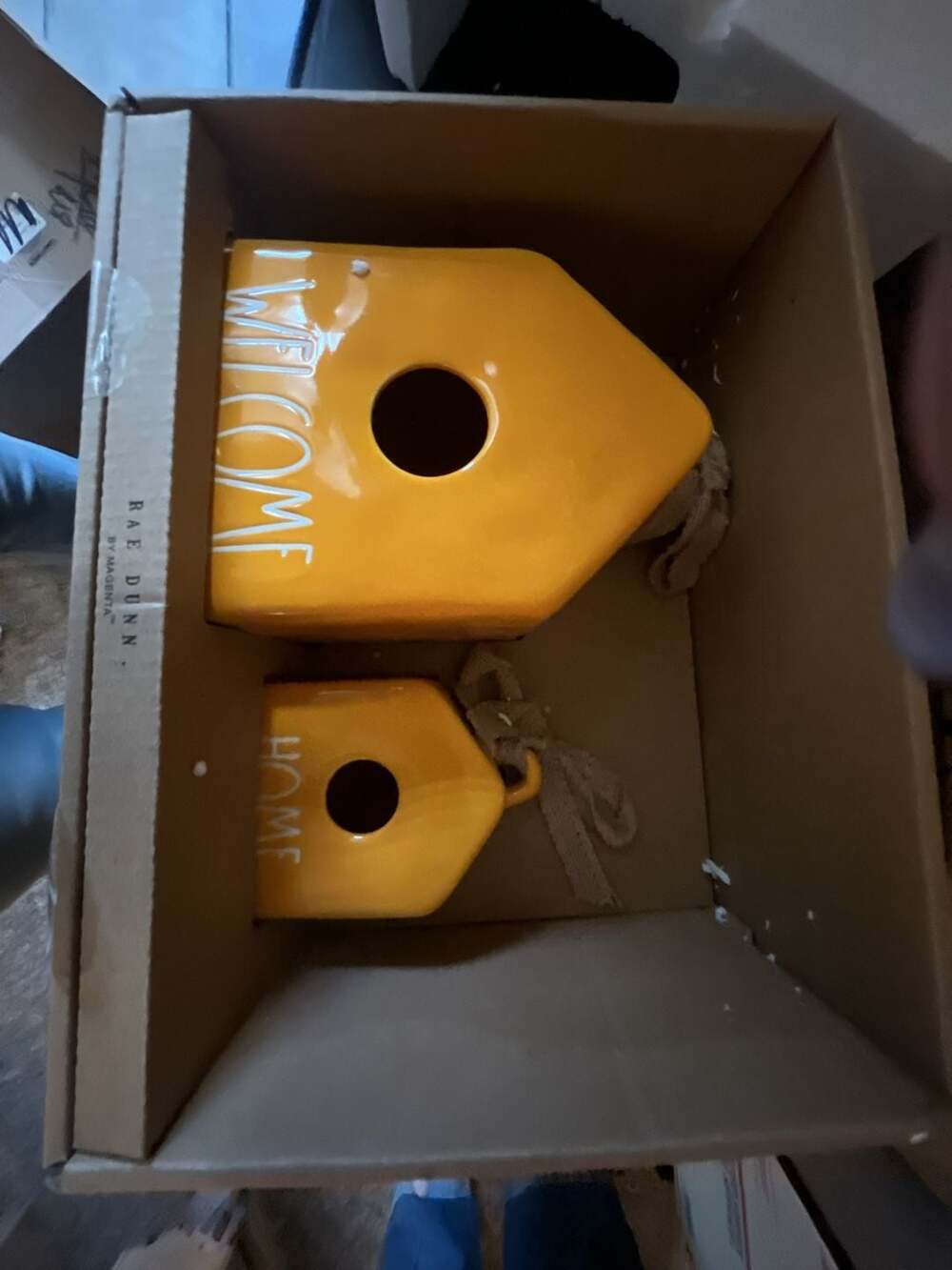 Rae Dunn by Magenta Yellow Ceramic Welcome and Home Birdhouse Set